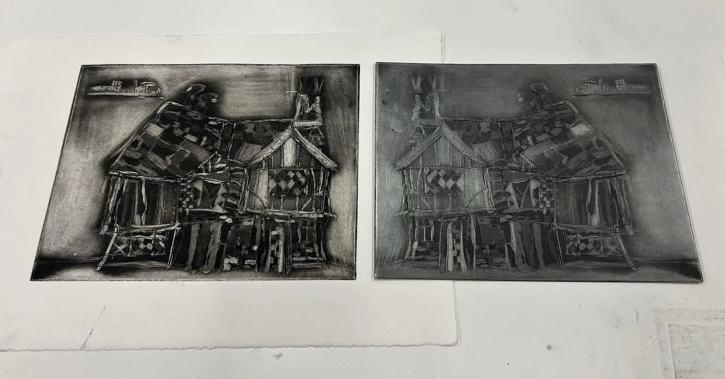Tudor House [No.1] [13th June &lsquo;24]

Most recent state of the first etching on the theme. Minor burnishing yesterday. Tried to get this done for Mother&rsquo;s Day and still grinding away&hellip;

#etching #aquatint #intaglio #tudor #house #prin