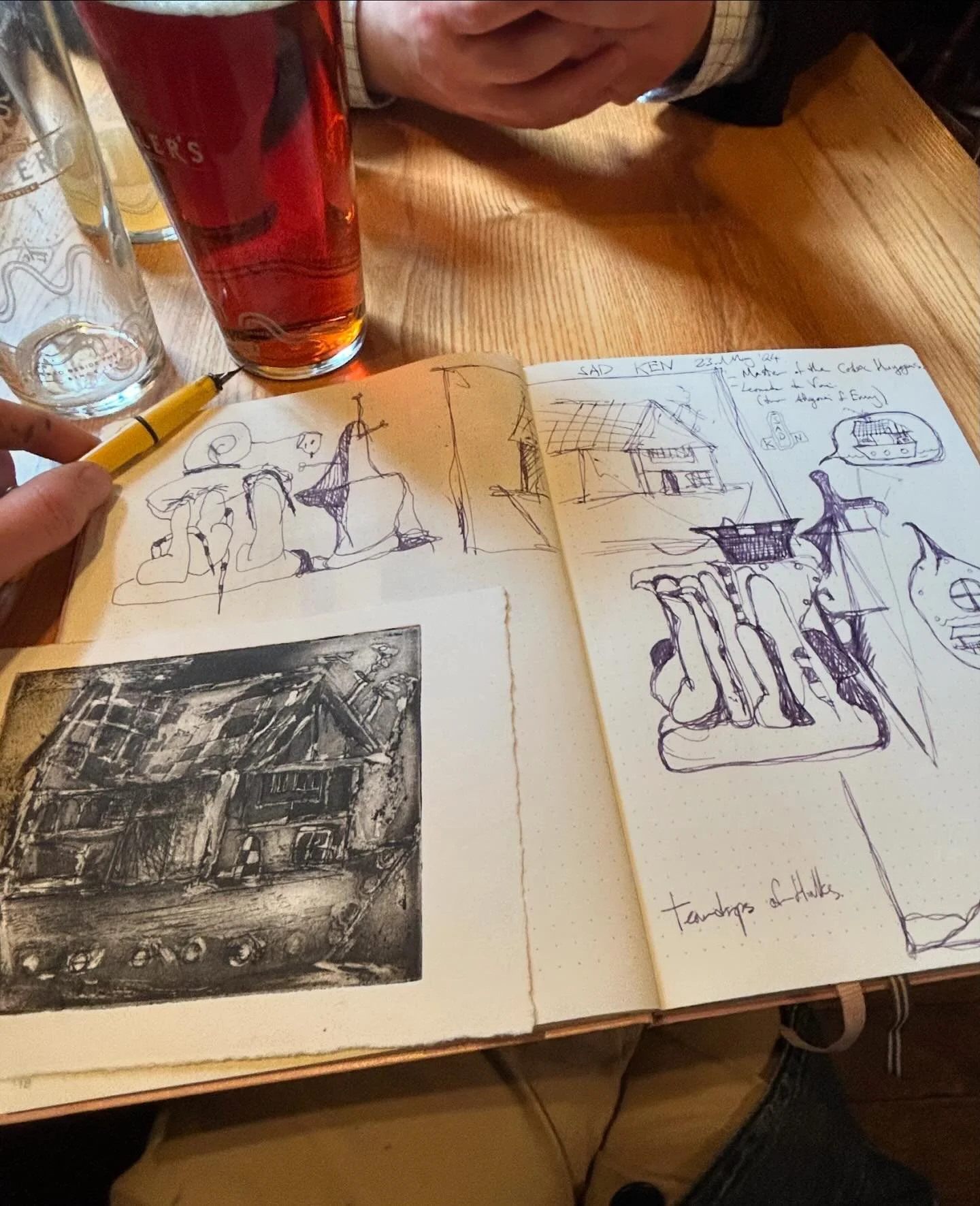 Big bro time, plotting a painting and chatting about Hulks.

#pub #drawing #diary