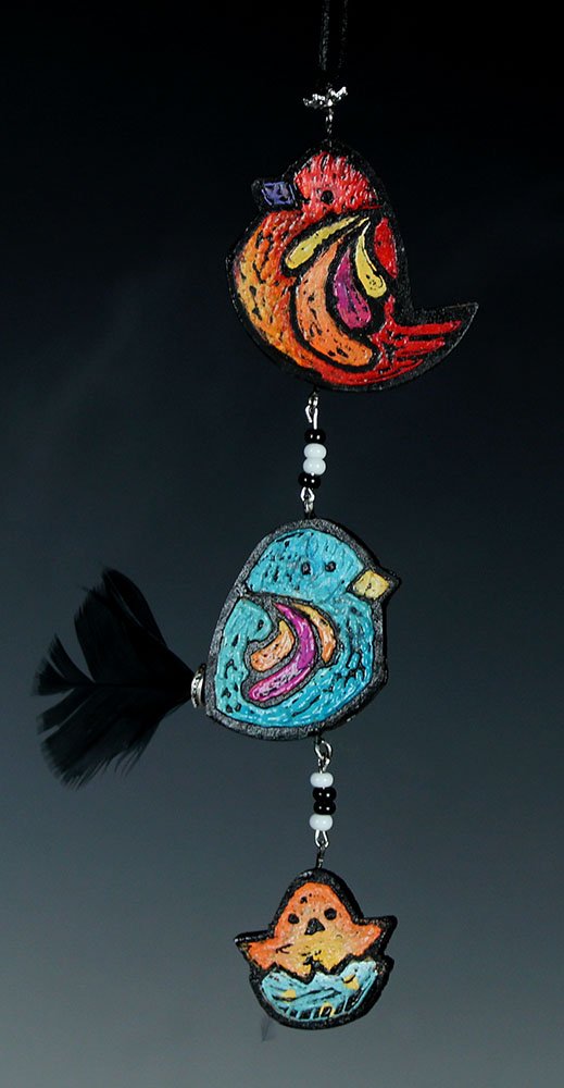 Blush Bird Trio stack ornament
