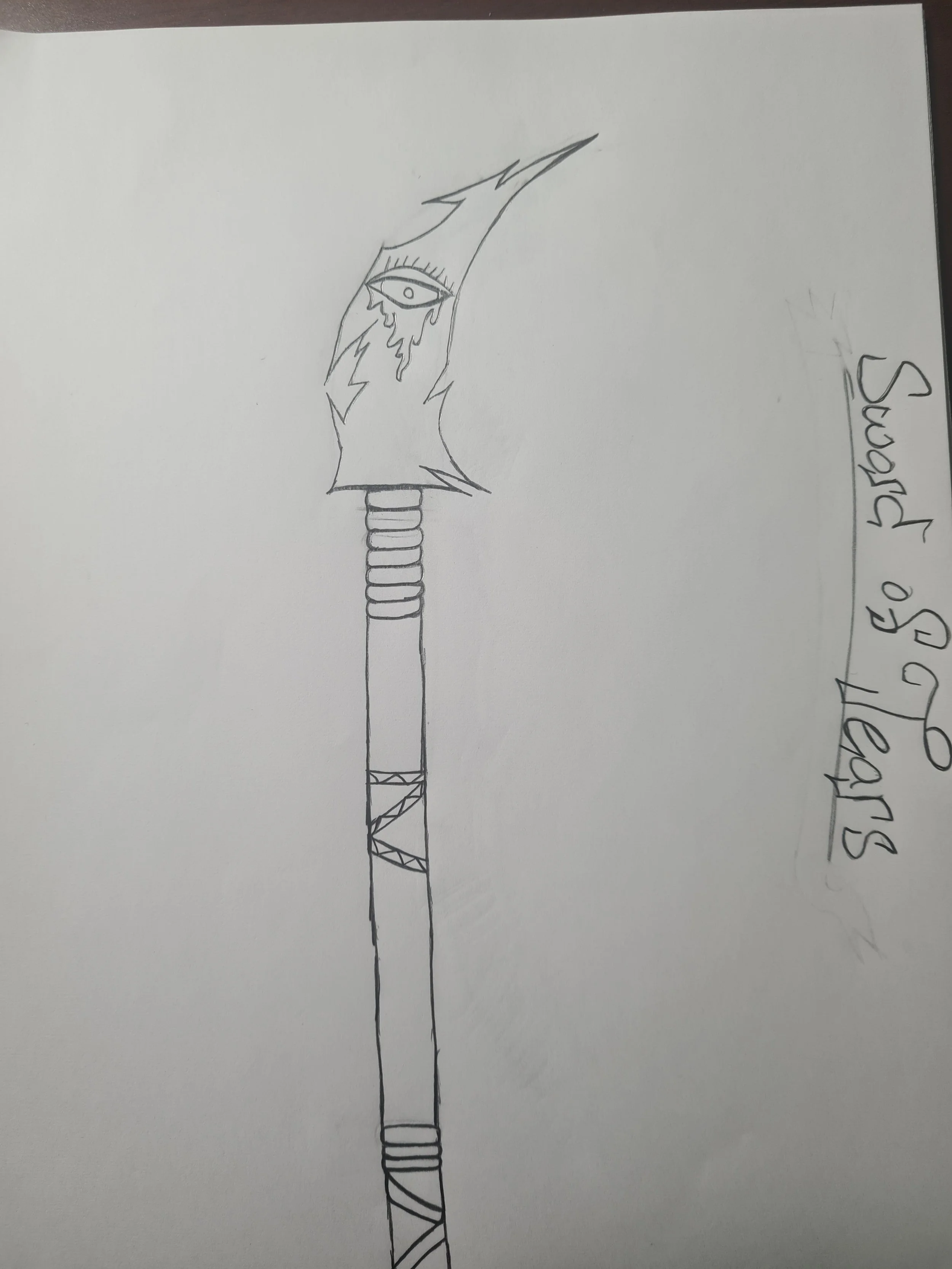 No-one really knows why this is known as the sword of tears. One thing is certain the eyes on the sword will never stop crying. (View Short Story to get the lore behind the weapon)
