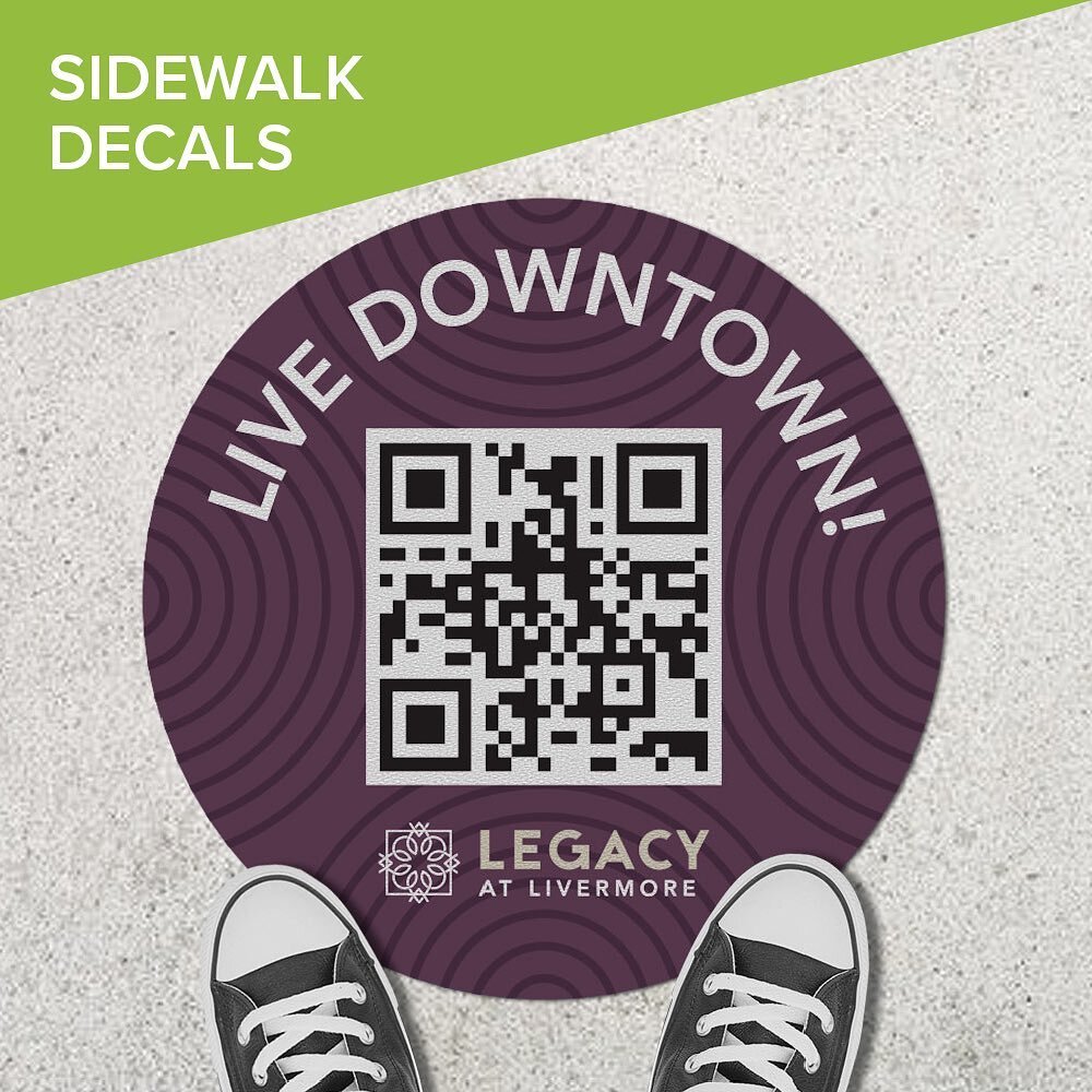 Grab the attention of passersby with branded sidewalk decals! These textured aluminum decals are super easy to install and turn the ground into advertising space! They also work great as wayfinding signage... do you have a temporary leasing office th