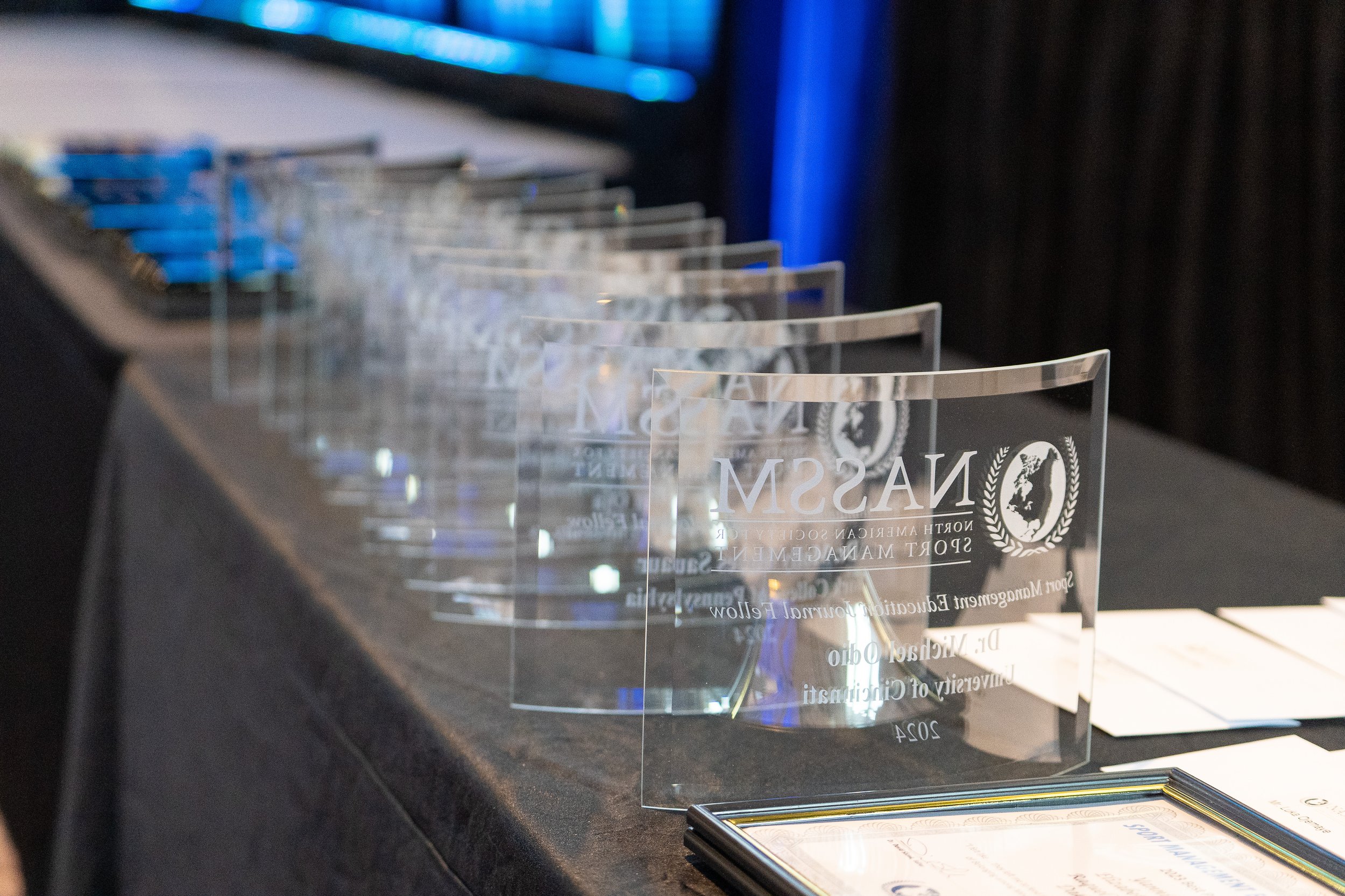 Fellow awards on a desk
