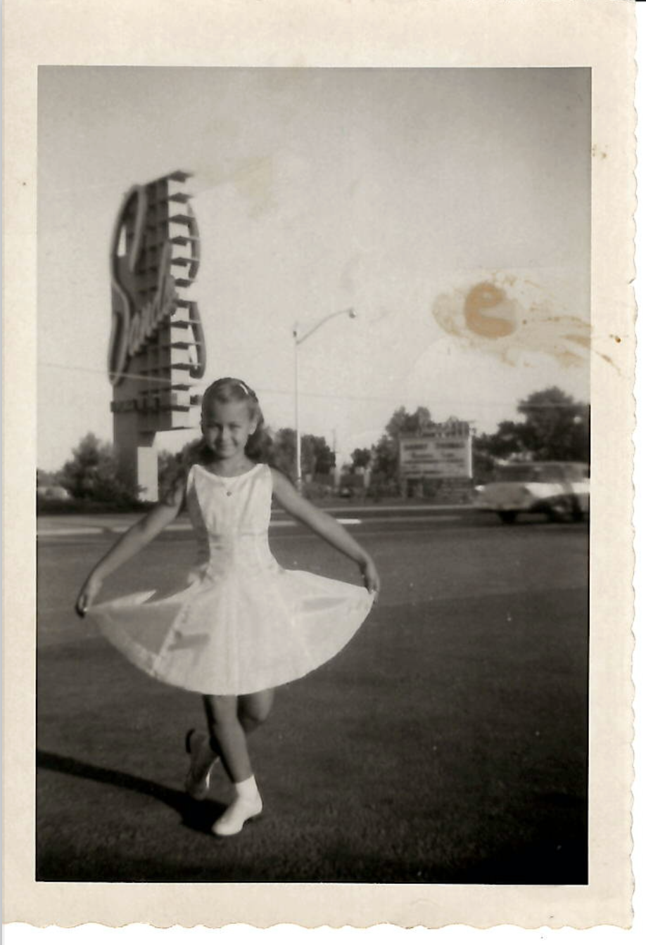Showing off a fancy dress at the Sands in Las Vegas