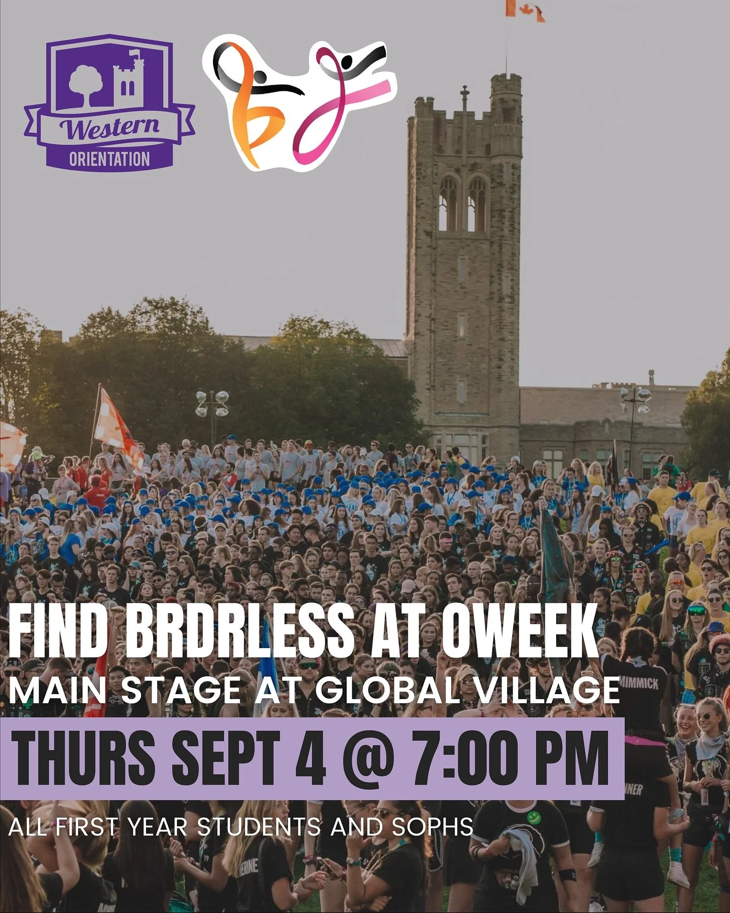 ✨WE’RE COMING TO OWEEK✨
Get ready Western students, we’re coming BACK to campus again this O-Week! Check out our exclusive dance workshops at Brescia, King’s, and OC next week 🤩
BRDRLESS is also back to perform on the main stage