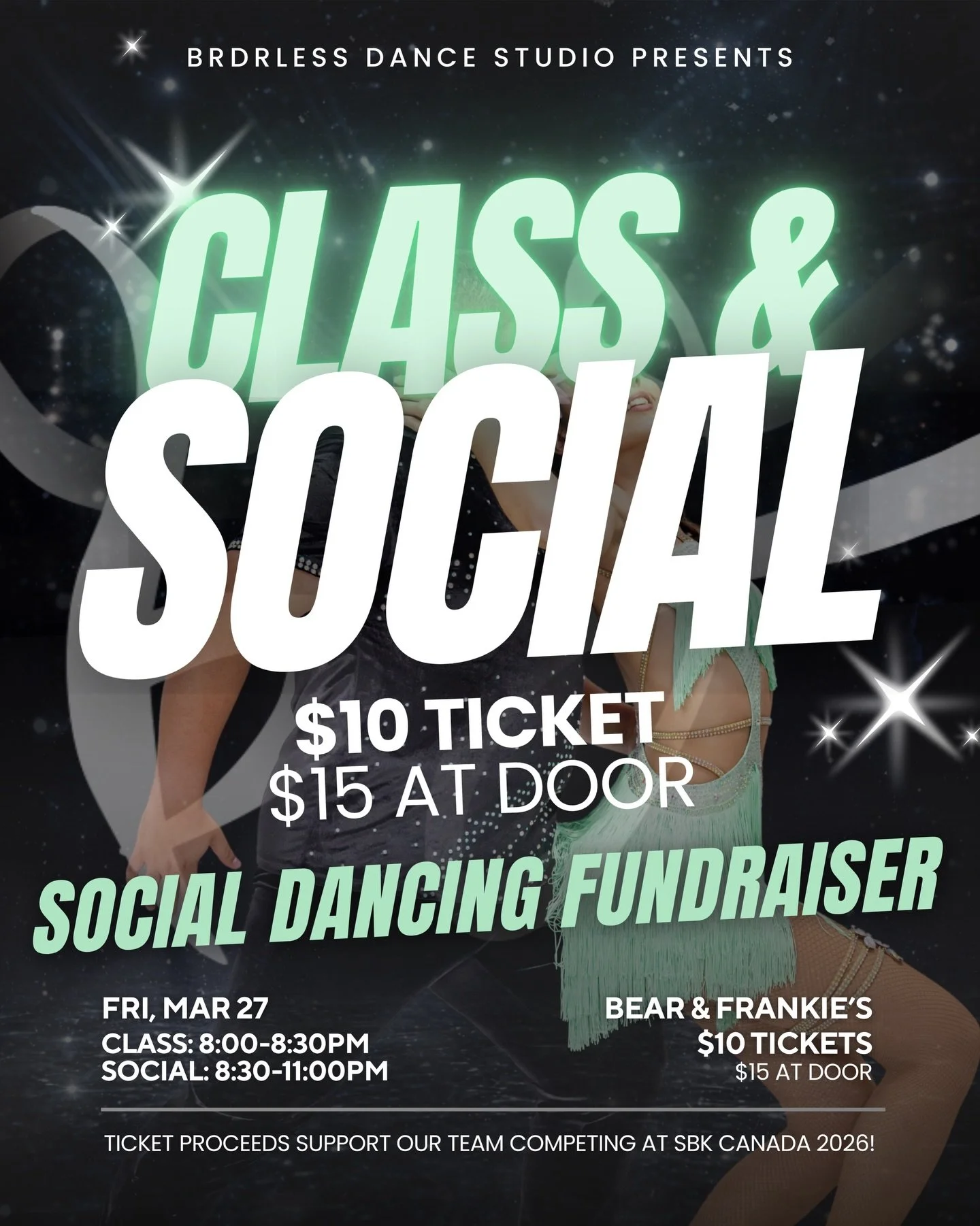 ✨BRDRLESS Social Dancing Fundraiser✨

BRDRLESS Dance is back with the LARGEST SOCIAL
⏰Fri, Mar 27 (Class 8:00pm-8:30pm, Social
8:30pm-11:00pm)
📍Bear &amp; Frankies, Covent Garden Market

Come support our dancers! They&rsquo;ve been training incredib