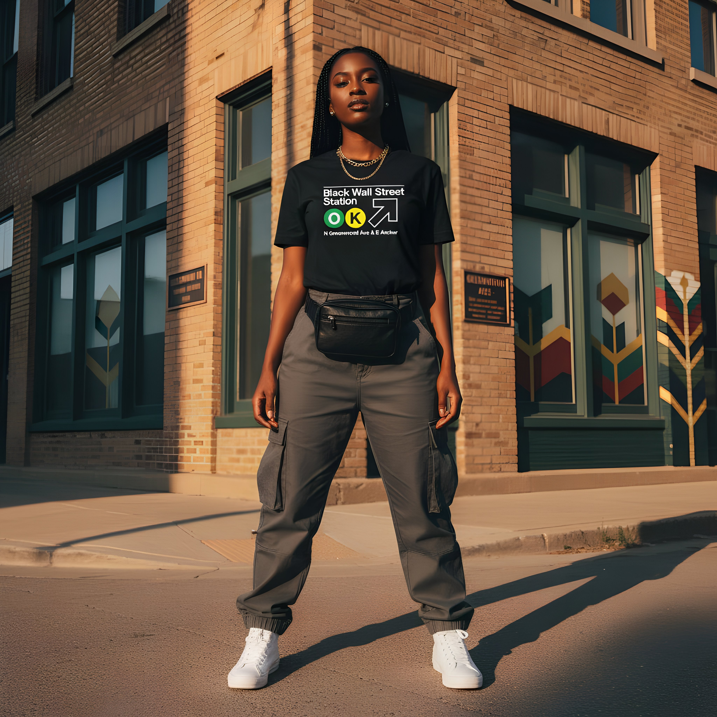 Unisex Black Wall Street Station Tee