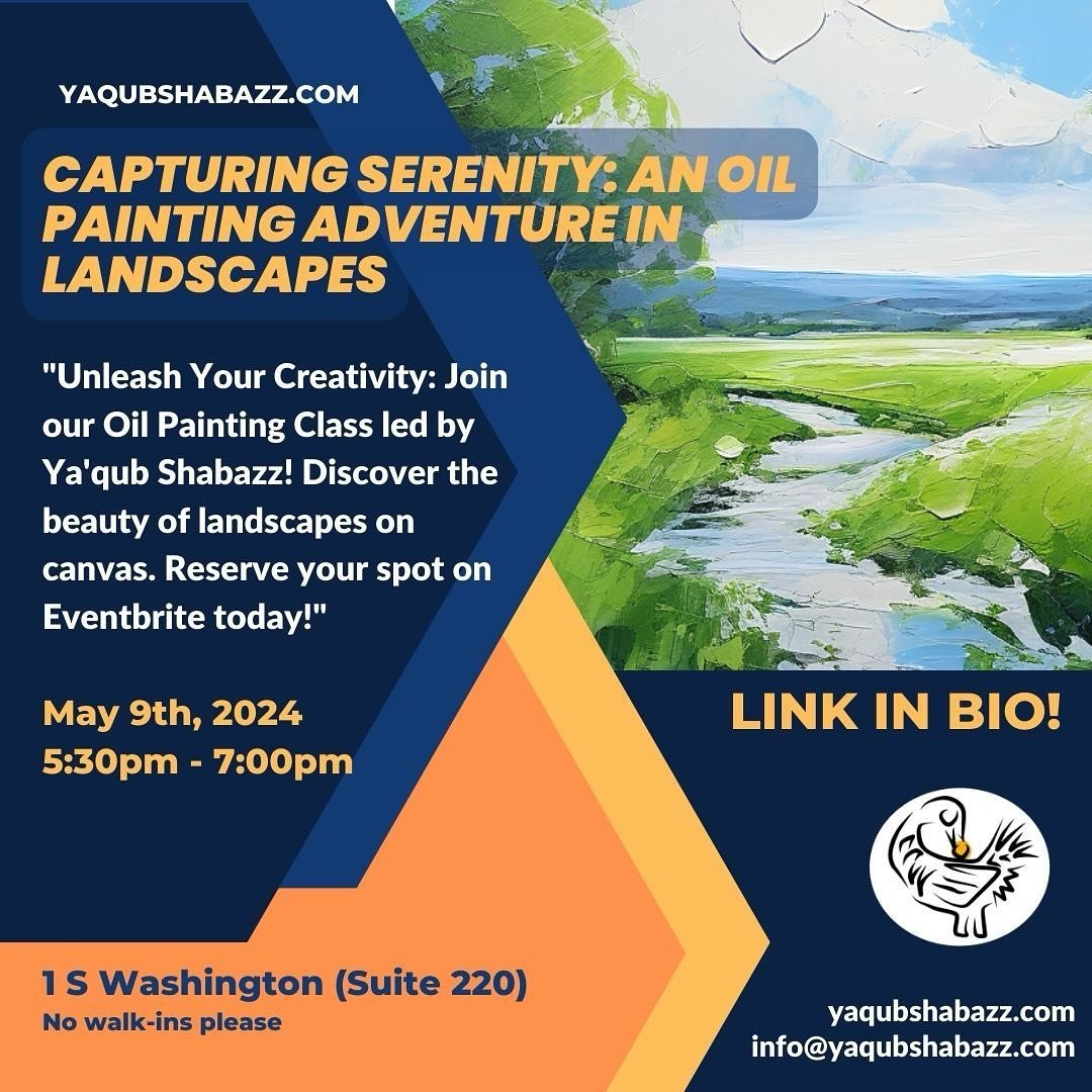 Indulge your artistic spirit and embark on an unforgettable journey of self-expression with our paid oil painting class, tailored for all skill levels and centered around the captivating beauty of landscapes. Led by our Ya&rsquo;qub Shabazz, this ses