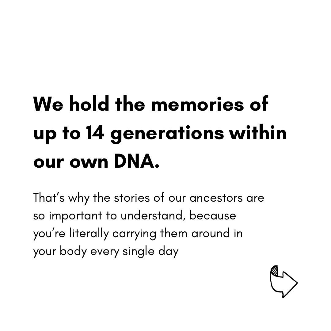 Each and every one of us holds the environmental memories of up to 14 generations of ancestors within our DNA. 🧬 that&rsquo;s a scientific fact. It&rsquo;s been proven with clear results. 
So what does that mean? Well, it means that not only are our