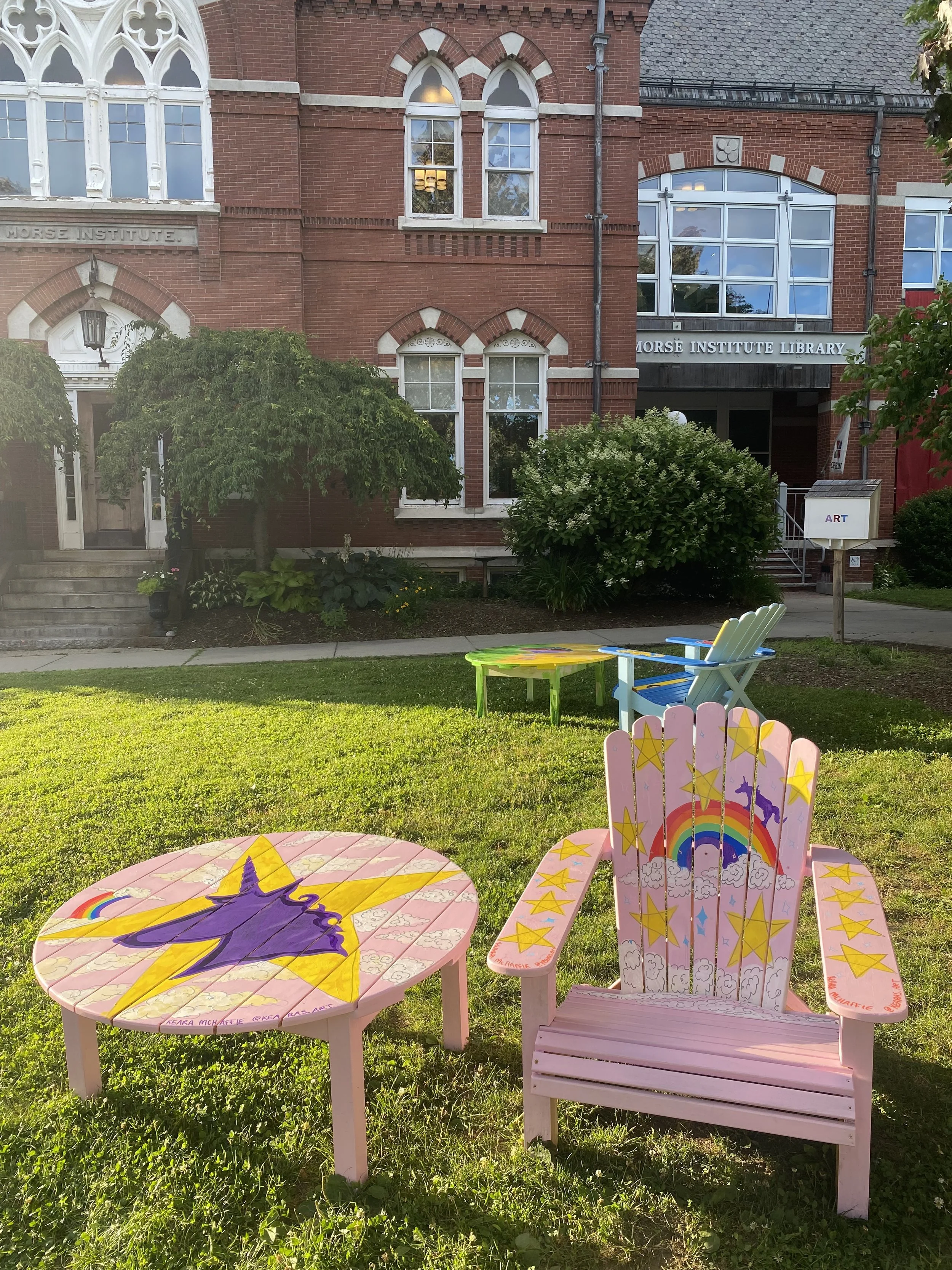 Lawn Chair Commission for The Natick Morse Institute Library, Located in Natick MA, Summer of 2024. 