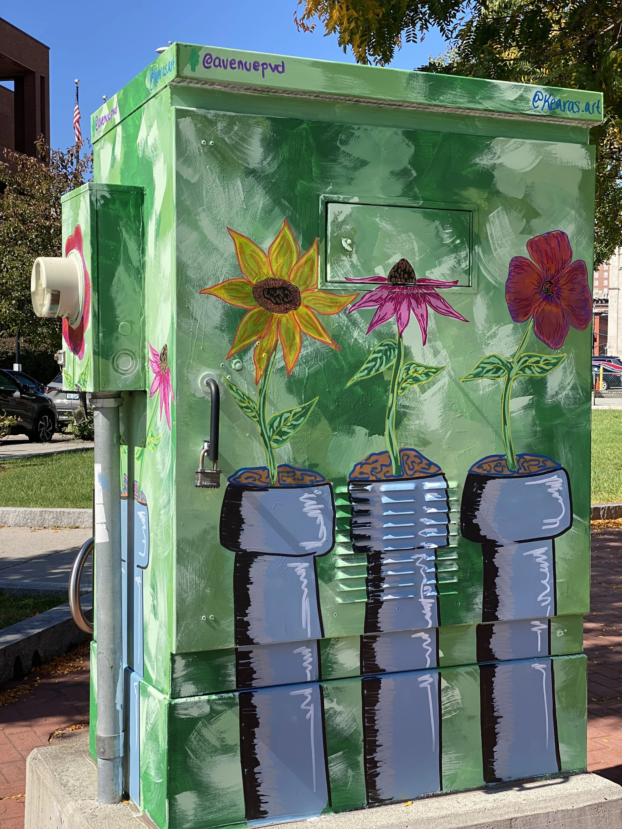 "Growing Through" Eezis: 195 Utility Box Project, Collaboration with The Avenue Concepts and PVD Innovation District Park, Located in Providence RI - September 2025 (Side 2)