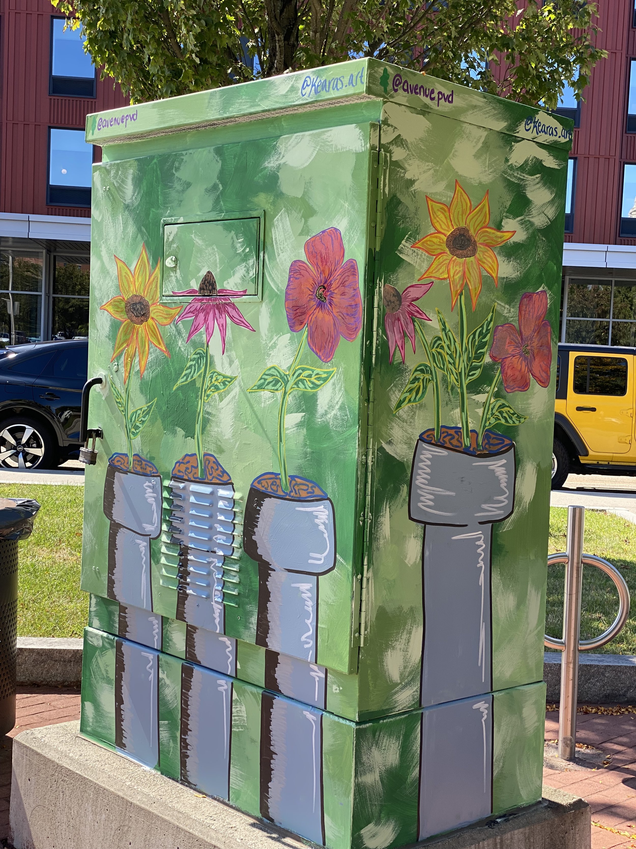 "Growing Through" Eezis: 195 Utility Box Project, Collaboration with The Avenue Concepts and PVD Innovation District Park, Located in Providence RI - September 2025 (Side 1)