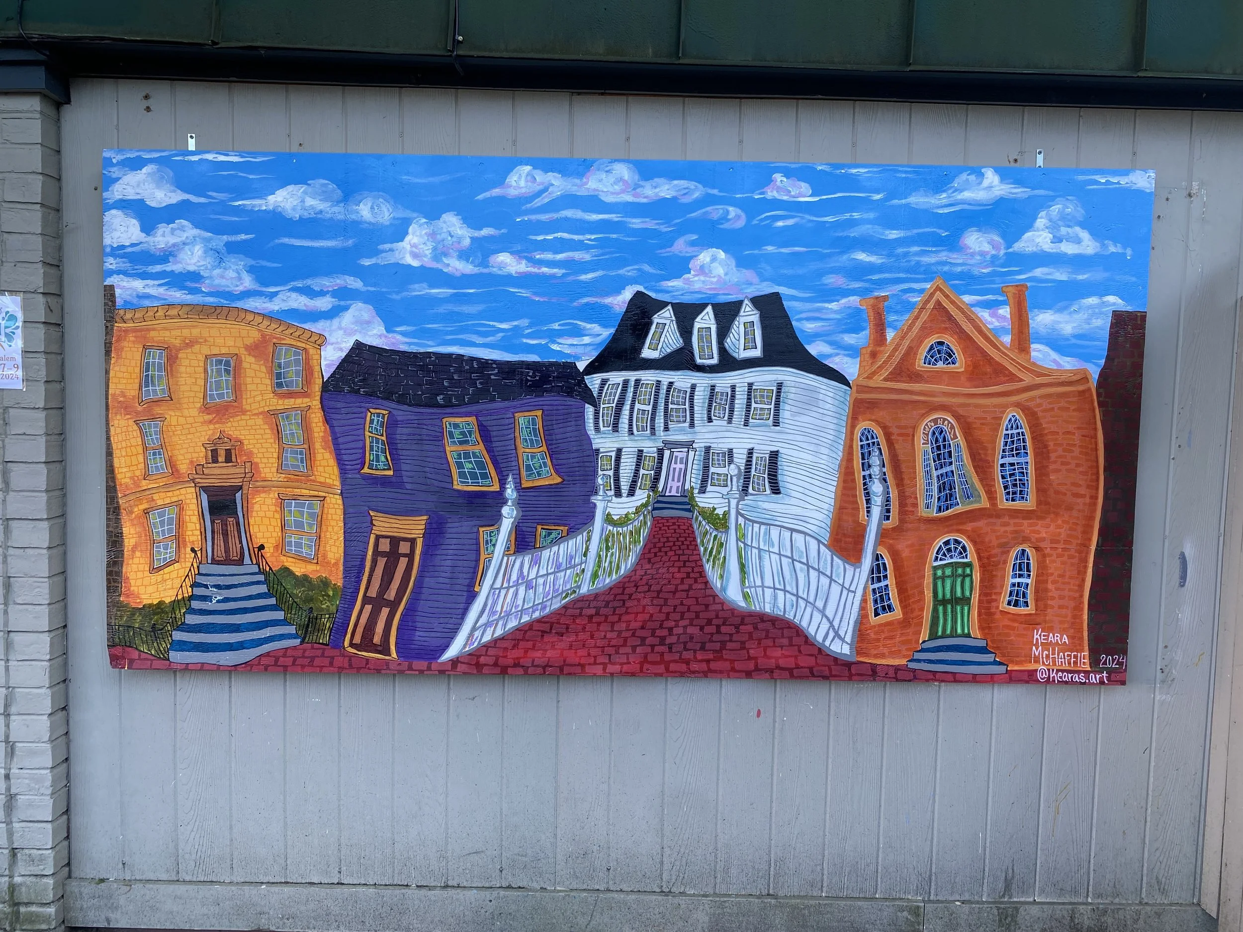 Salem Arts Festival Mural Slam, Live Painting Event from Summer of 2024, Located in Salem MA. Installed in Salems Artist Row until June 2025. (Image 1)