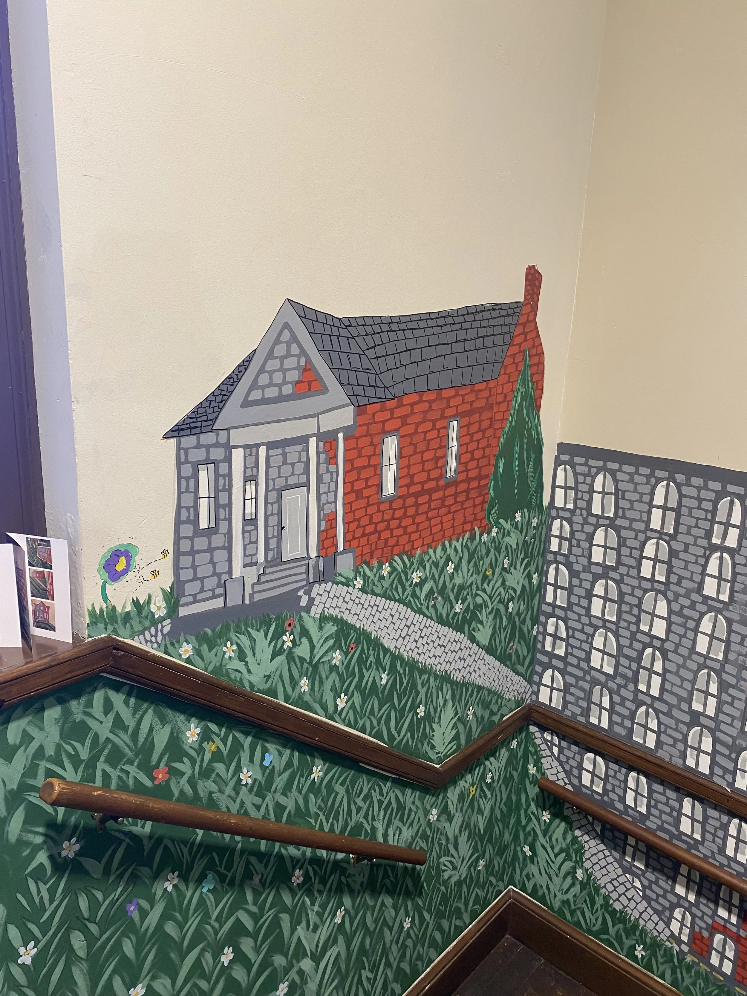 Wanskuck Library Historic Community Mural, Graduate Thesis Research Project, Located in Providence RI, 2025. (Side 1)