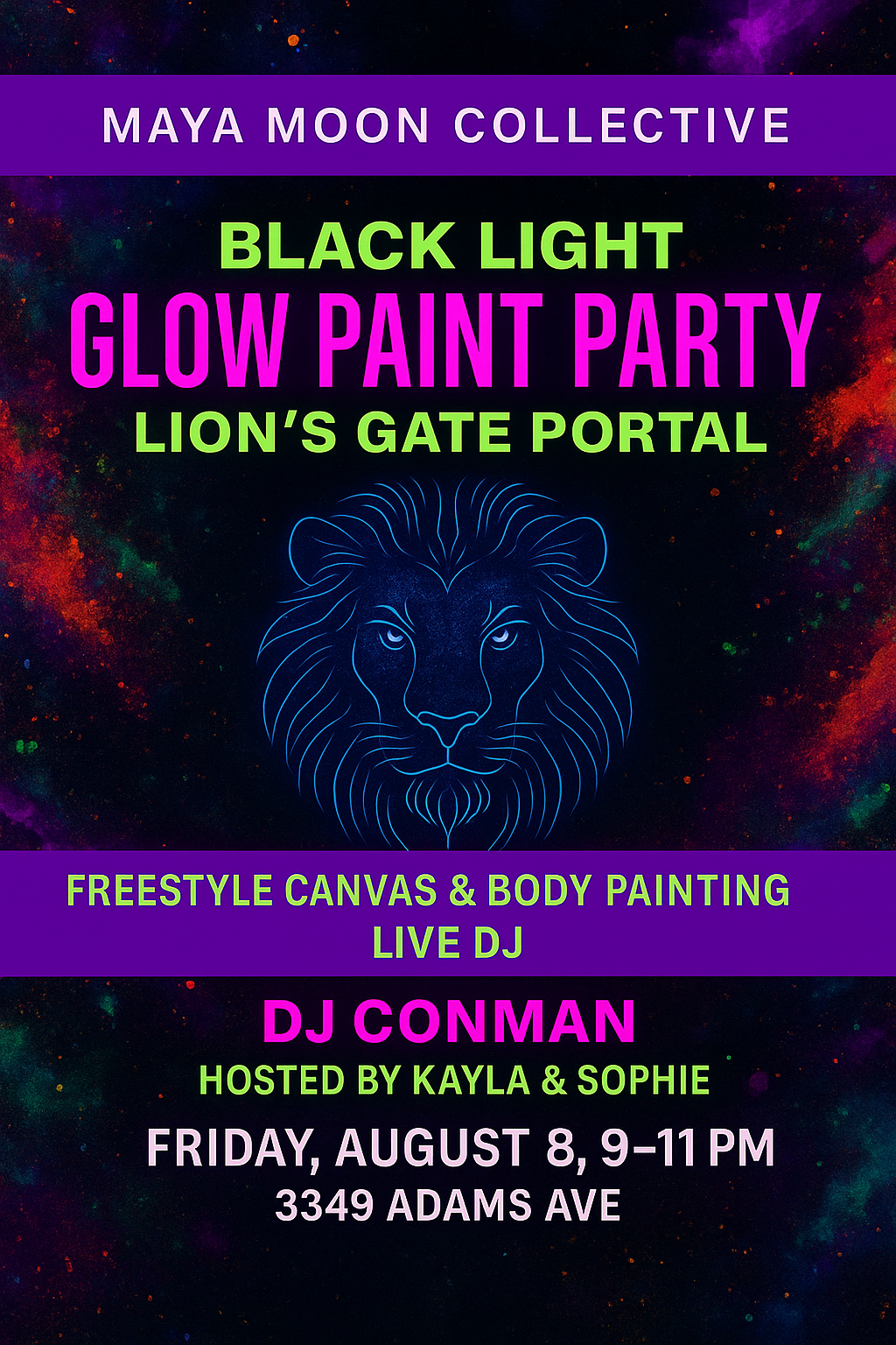 Black Light - Glow Paint Party - Lion’s Gate Portal