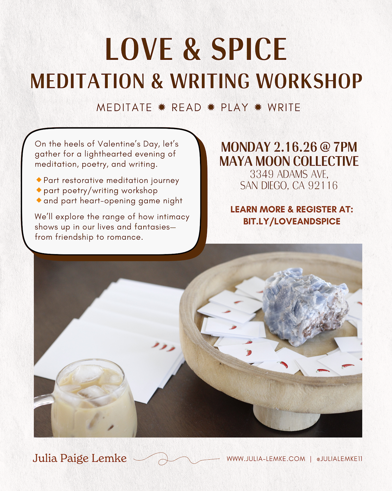 Love & Spice: Meditation & Writing Workshop