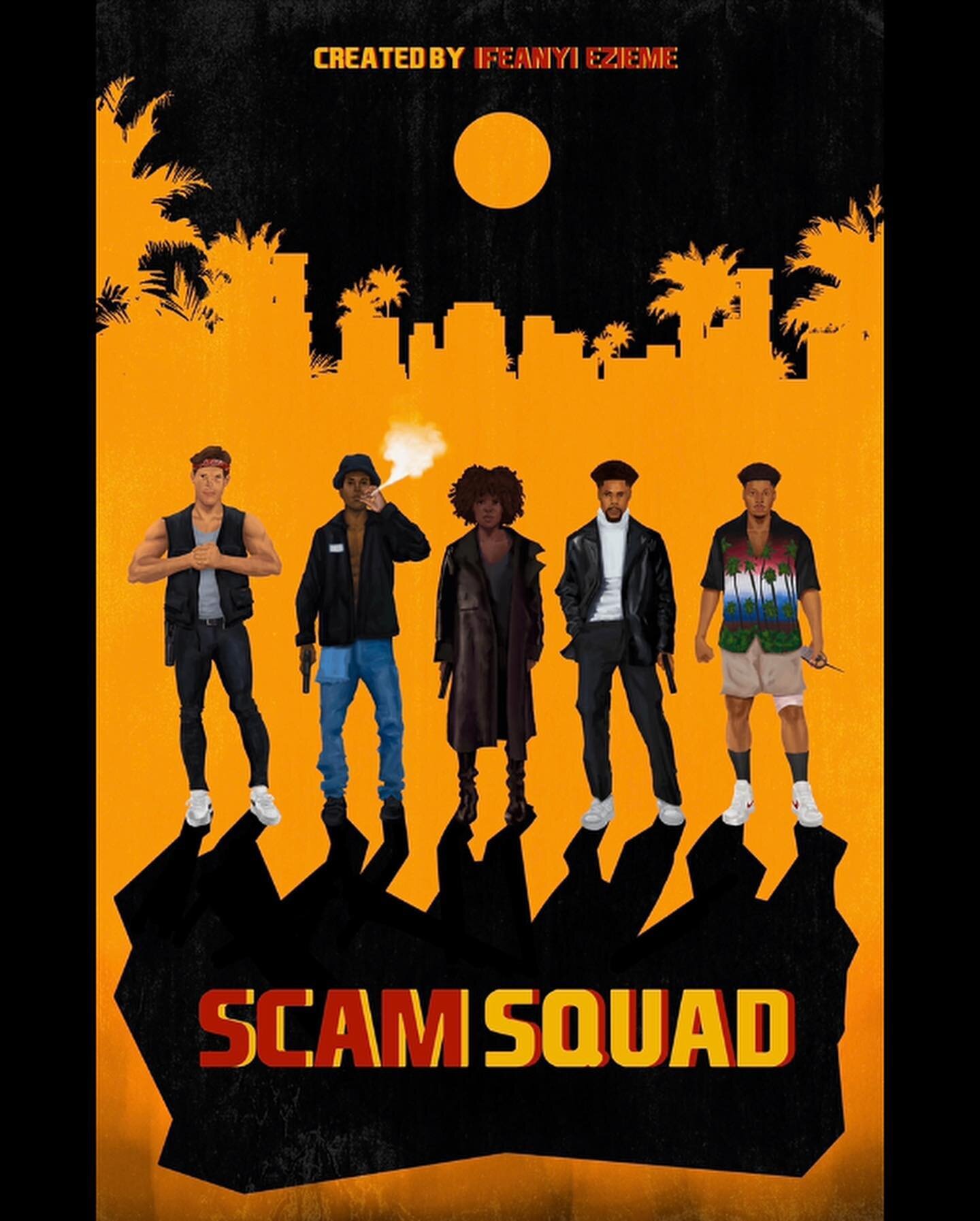 The Scam Squad pilot is officially complete :) Y&rsquo;all have been so patient with me, thank you &hearts;️ 
Link in Bio to RSVP for the premiere on June 24th! 🕺🏿
Poster Artist: @ketutheartist