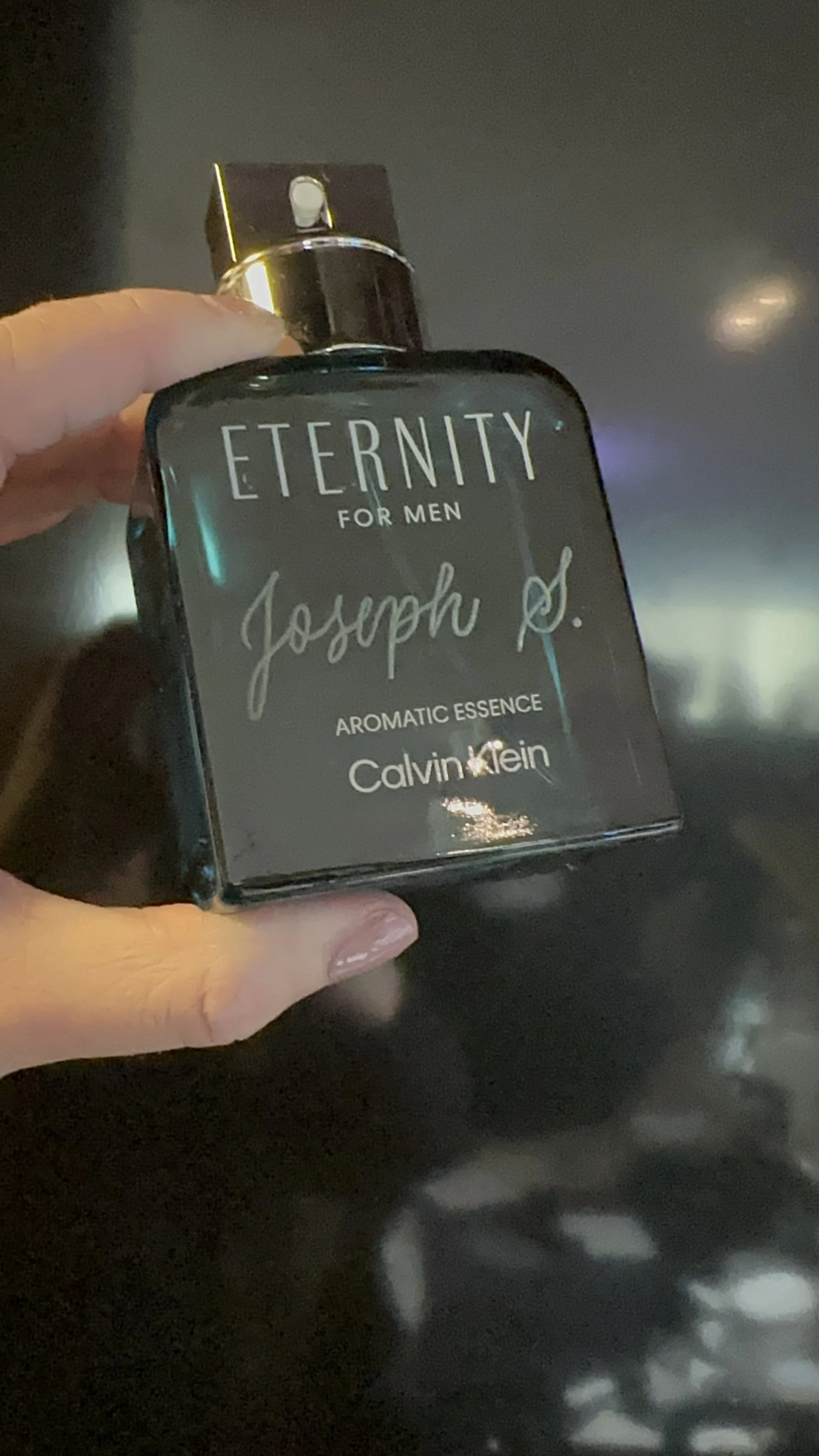 Calvin Klein perfume bottle engraving with name Joseph S