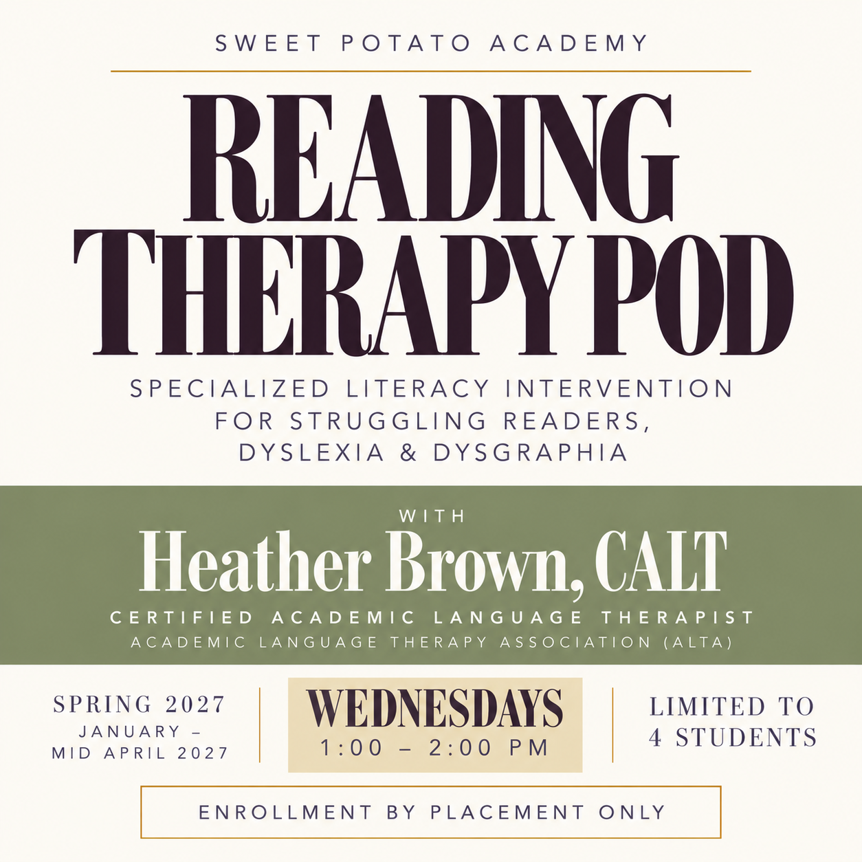 Reading Therapy with Heather Brown - Wednesdays Only