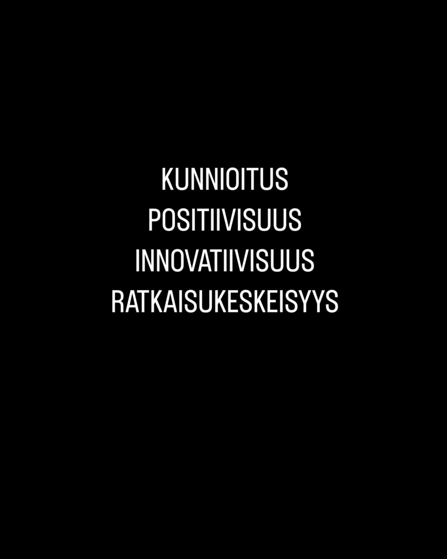 ARVOMAAILMA

Arvojamme ovat kunnioitus, positiivisuus, innovatiivisuus sek&auml; ratkaisukeskeisyys.

Mit&auml; t&auml;m&auml; tarkoittaa k&auml;yt&auml;nn&ouml;ss&auml;?

KUNNIOITUS
Kunnioitamme niin itse&auml;mme kuin kaikkia muitakin ihmisi&auml;.