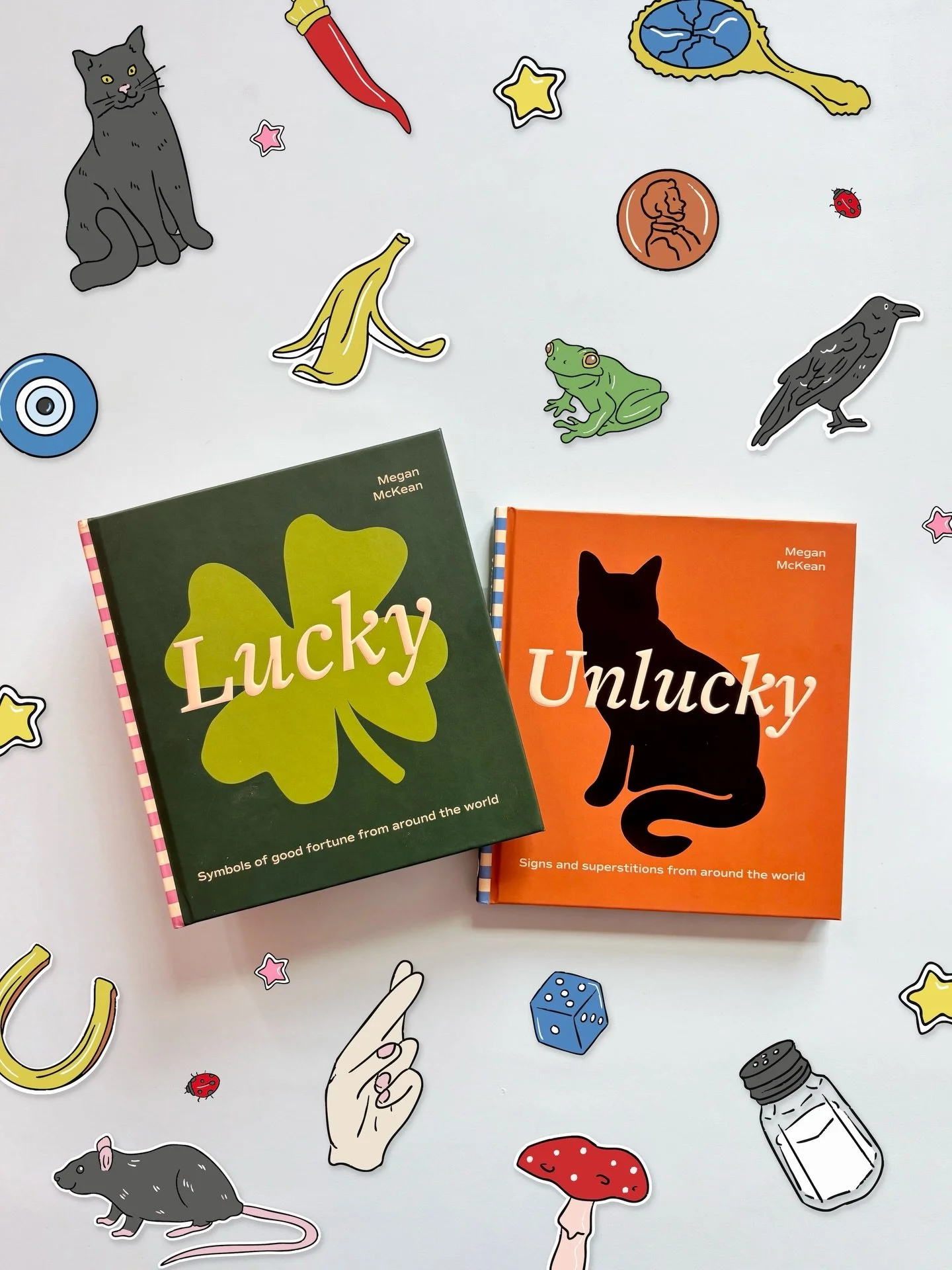 Rats, cats, ravens... and even bananas! ⁠
⁠
Between my duo of books Lucky and Unlucky, there are 100 different symbols of good luck or omens from all around the world to learn about - and bring a little extra luck with you into the end of the year! ?