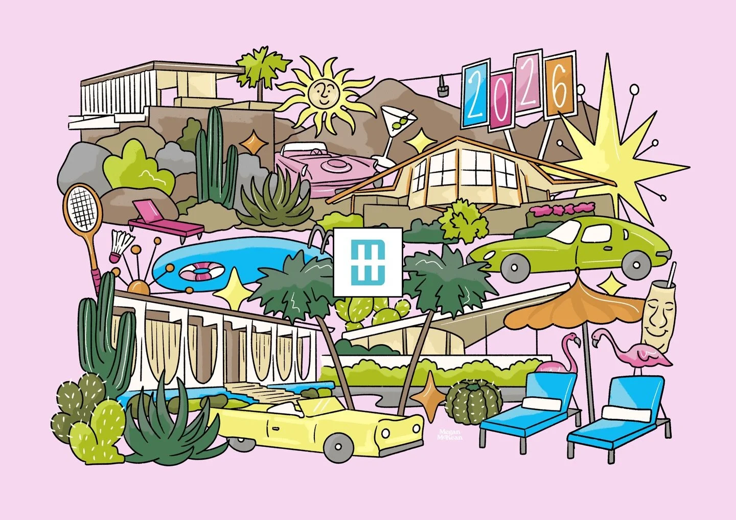 A little something for 2026 @modernism_week celebrations 🌴🌞 #meganmckeanillustration