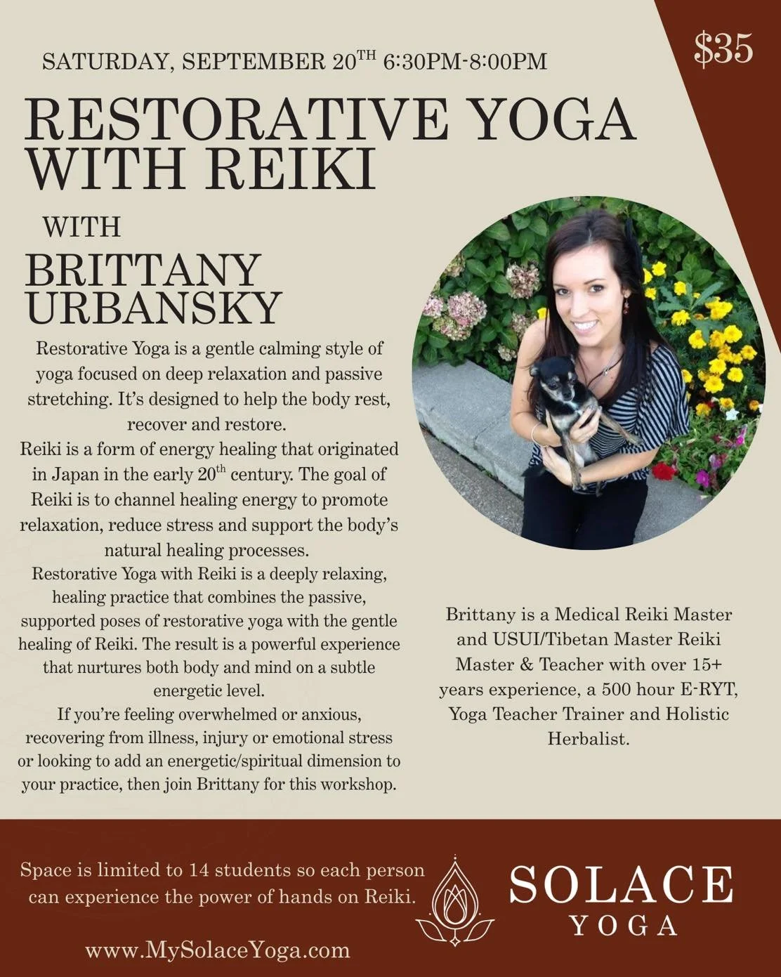 Space is limited for this powerful workshop that combines the relaxing poses of restorative with the healing energy of Reiki. A workshop you do not want to miss! 🙏🏻

#solaceyogastudio #concordnc #concordyoga #kannapolisnc #kannapolisyoga #yoga #cha