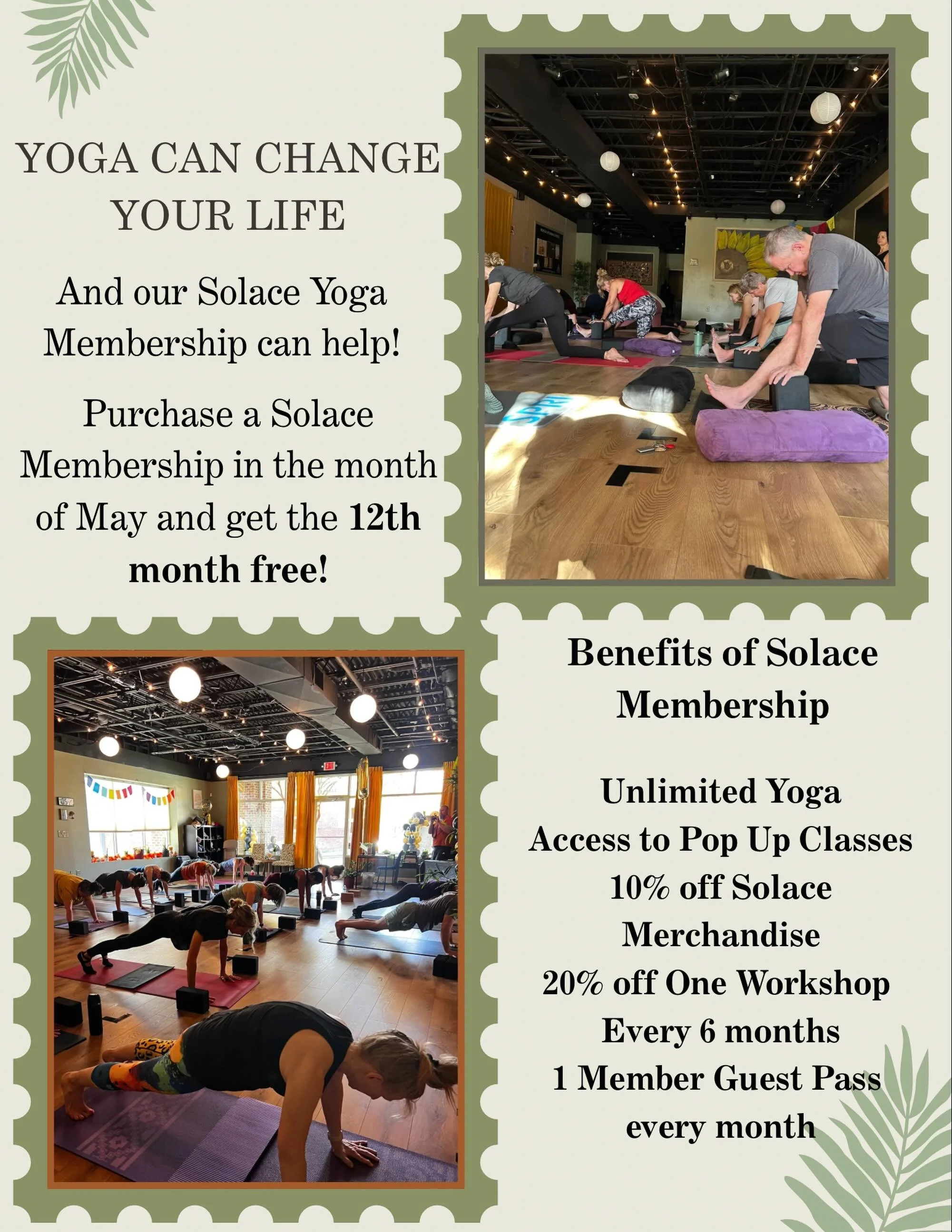 &ldquo;Change begins the moment you step onto your mat. With a Solace Yoga membership, you&rsquo;re not just joining classes &mdash; you&rsquo;re creating space to grow stronger, calmer, healthier, and more connected.

Breathe deeper. Move freely. Li