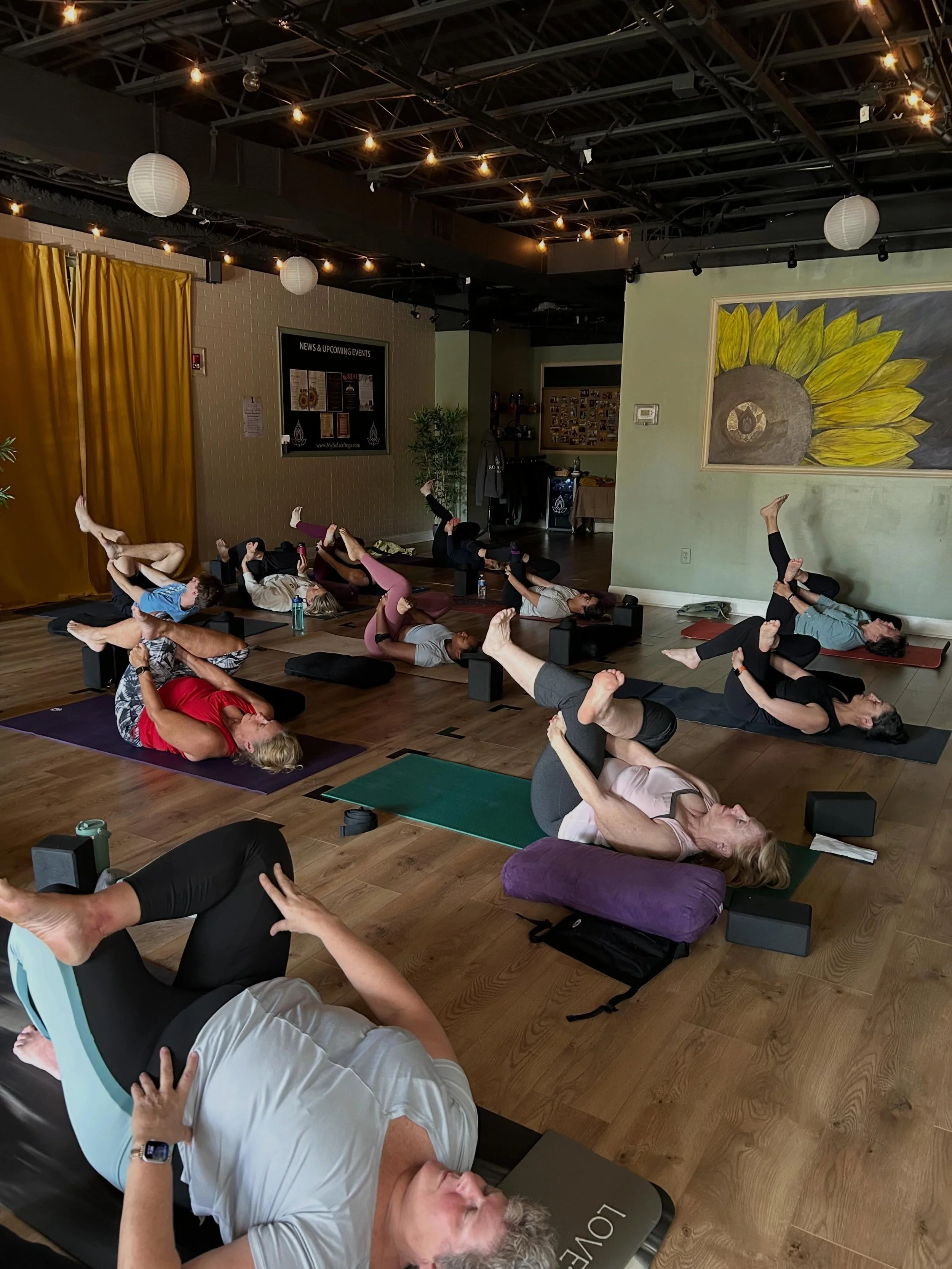 Half Pigeon on your back offers many of the same benefits as traditional pigeon pose, but with more support and less pressure on the knees and hips. Benefits include:

* Deeply stretches the hips and glutes
* Helps release tension in the lower back
*