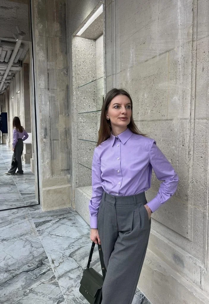 Fitted Cotton Shirt - Lavender Haze