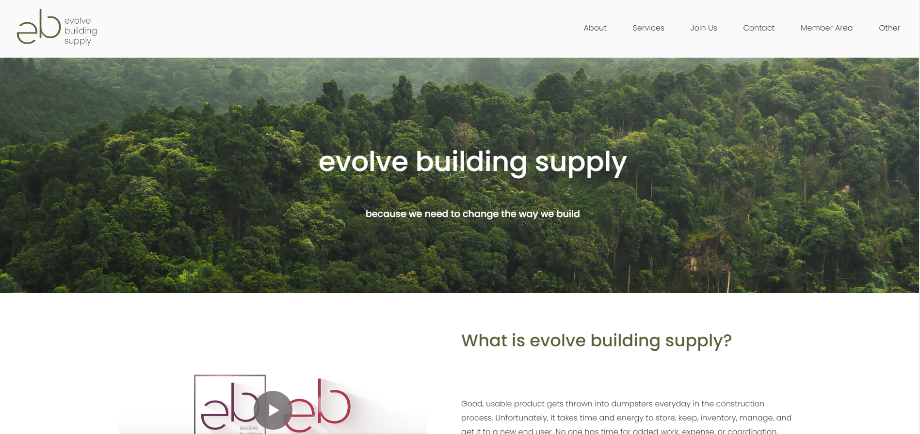 A homepage for a website, built on the Squarespace platform