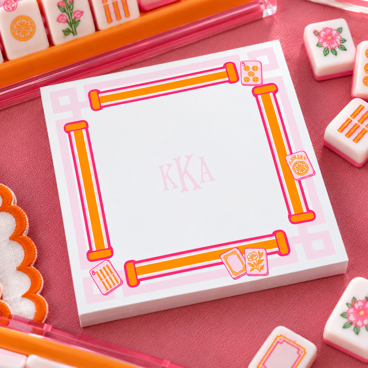 Personalized Mahjong Scorecard Notepad | 5x5 Square | Custom Name or Monogram | 40 Sheets