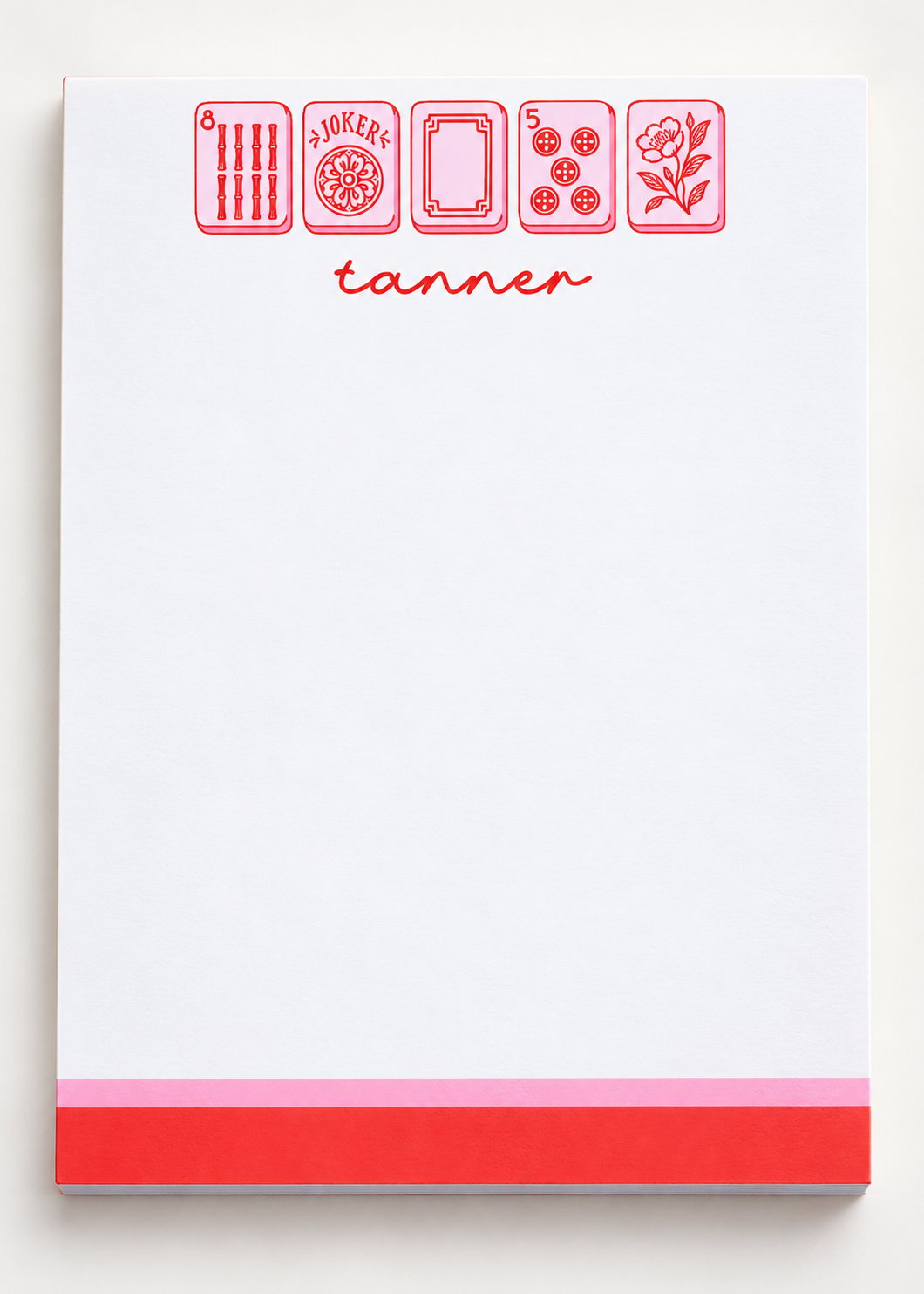 pink and red notepad 5x7 mocku[Tanner Mahjong Stationery Pad.png