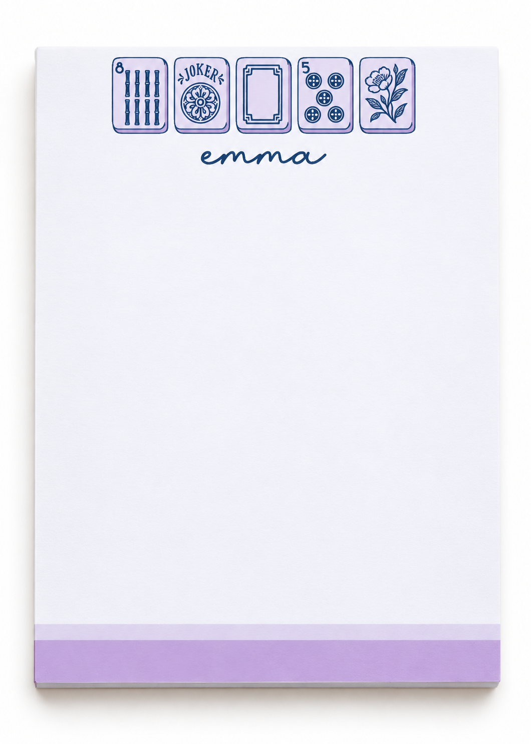 purple and Lavender Mahjong Emma 5x7 Notepad.png