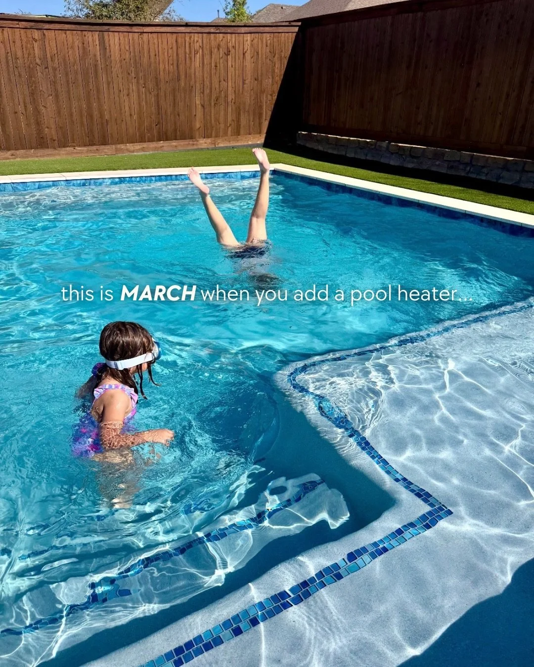 Our two biggest hacks for increasing your &ldquo;swim-able&rdquo; season in Texas?!

Adding a pool heater and a spa! Our clients are swimming in March and spa-ing in February + pretty much everything in between. 

We&rsquo;ve all only got a few short