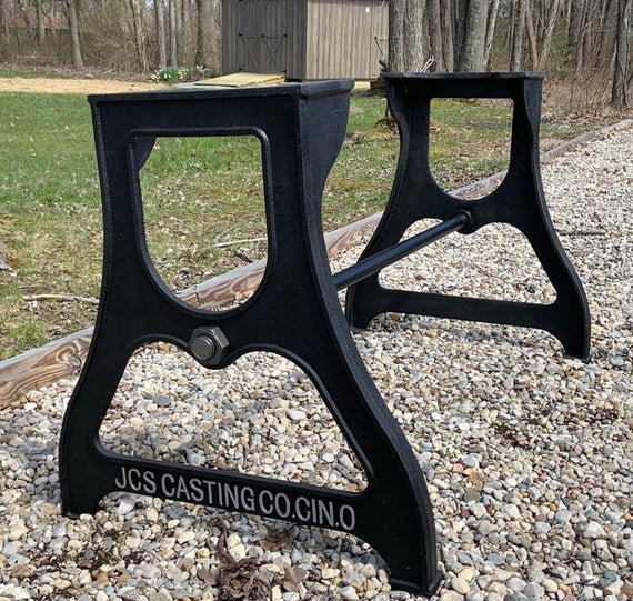 29" Cast Iron Dining Table Base in Rustic Black with JCS Embossment side image