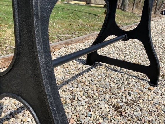 29" Cast Iron Dining Table Base in Rustic Black with JCS Embossment center bar image