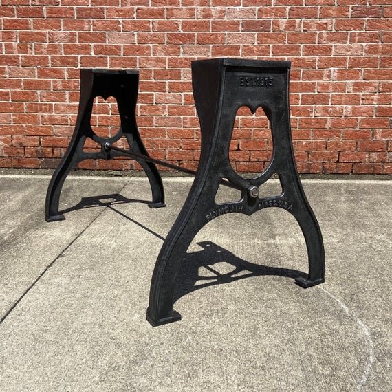 28" Cast Iron Dining Table Base in Rustic Black with Plymouth Mass Embossment side image