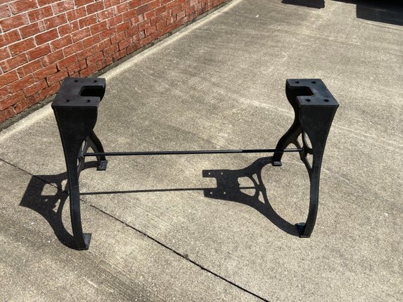 28" Cast Iron Dining Table Base in Rustic Black with Plymouth Mass Embossment top image