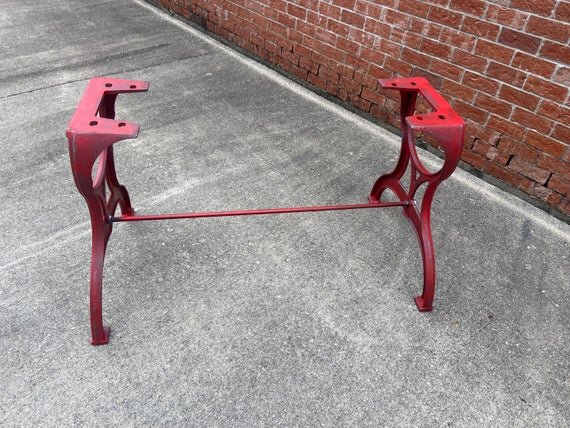28" Cast Iron Dining Table Base in Rustic Red with Cincinnati Ohio Embossment frame image