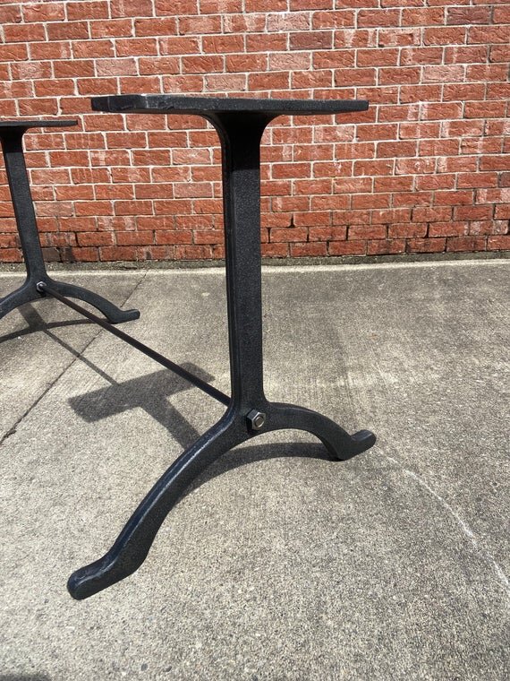 28" Cast Iron Dining Table Base Wishbone in Rustic Black one side image