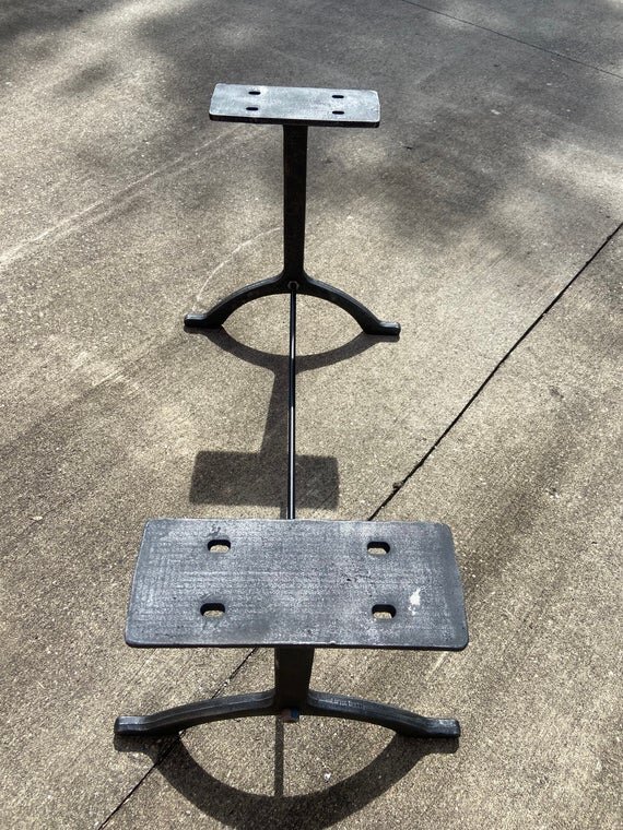 28" Cast Iron Dining Table Base Wishbone in Rustic Black both side top image