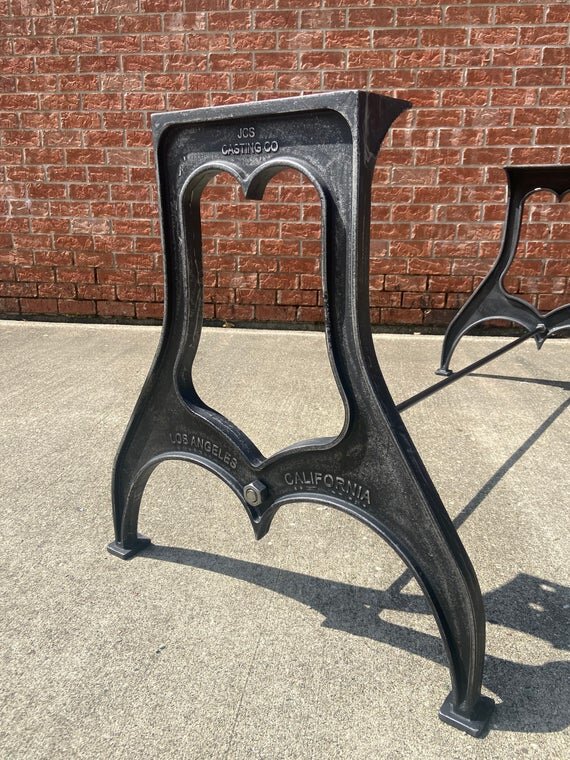 28" Cast Iron Dining Table Base in Rustic Black with Los Angeles Embossment another side image