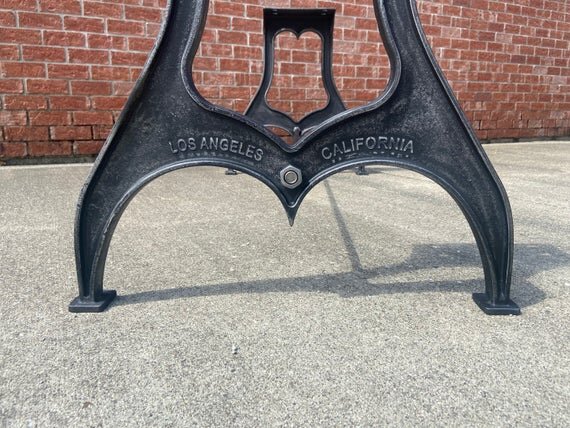 28" Cast Iron Dining Table Base in Rustic Black with Los Angeles Embossment feet image