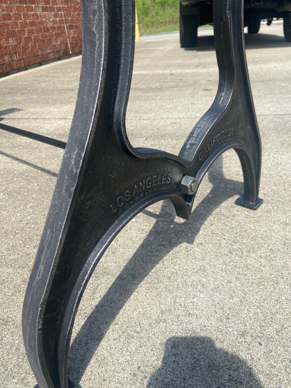 28" Cast Iron Dining Table Base in Rustic Black with Los Angeles Embossment feet image zoom out