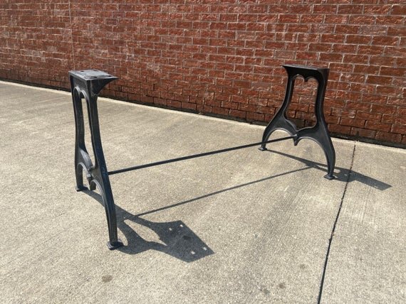 28" Cast Iron Dining Table Base in Rustic Black with Los Angeles Embossment another frame image