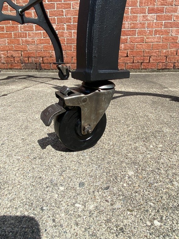 33" Cast Iron Counter/Island Table Base in Black with Plymouth Embossment wheel image