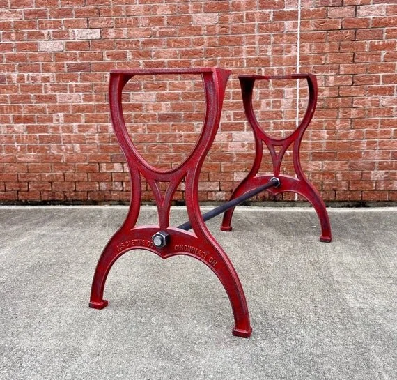 39" Cast Iron Dining Table Base in Rustic Red with Cincinnati Ohio Embossment front image