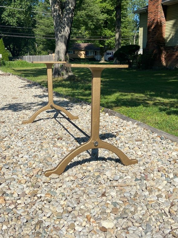 28" Cast Iron Dining Table Base Wishbone in Gold front image