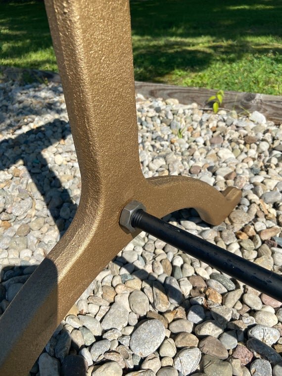 28" Cast Iron Dining Table Base Wishbone in Gold feet image