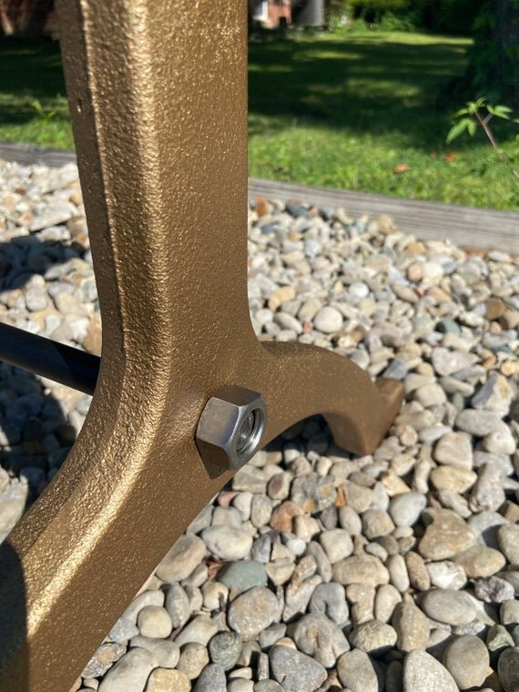 28" Cast Iron Dining Table Base Wishbone in Gold bolt image